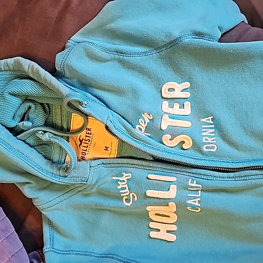 Baby Blue Hollister zip up, medium